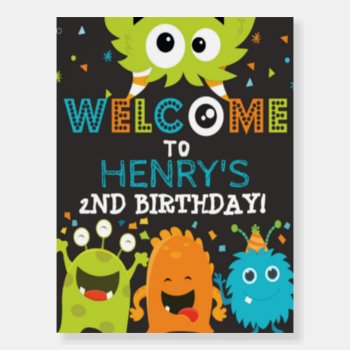 Monster Birthday Party Welcome Sign by YourMainEvent at Zazzle