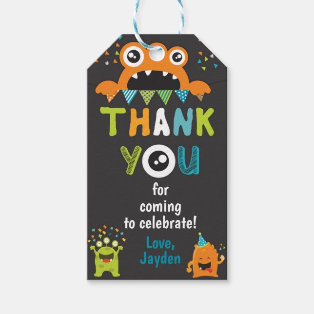 Monster Birthday Thank You Favor Tag (Front)