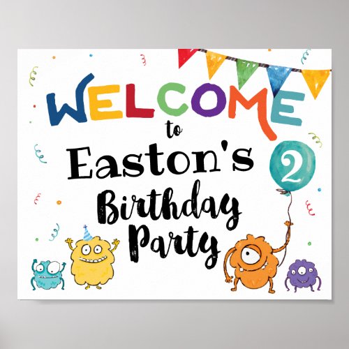 Monster Birthday Welcome Sign