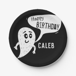Monster Black and White Boys Birthday Paper Plates