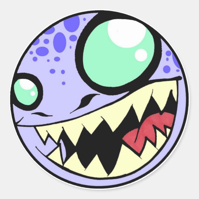Monster Blue Classic Round Sticker (Front)