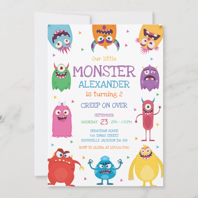Monster Boy Birthday Invitation (Front)