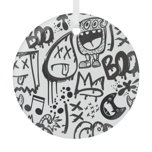 Monster Boys: Hand Drawn Pattern Glass Ornament