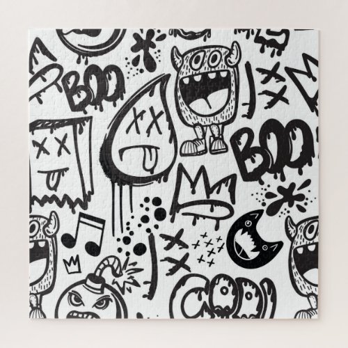 Monster Boys Hand Drawn Pattern Jigsaw Puzzle