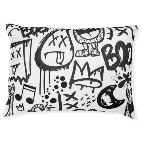 Monster Boys Hand Drawn Pattern Pet Bed