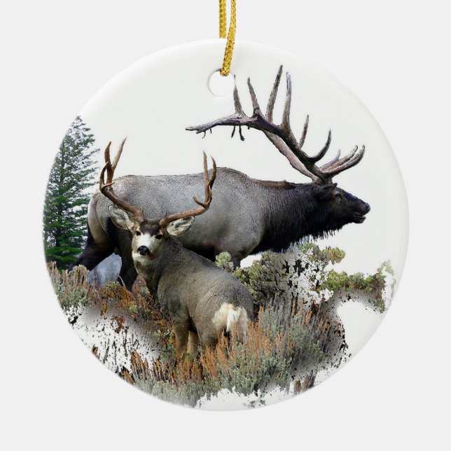 Monster bull trophy buck ceramic ornament (Front)