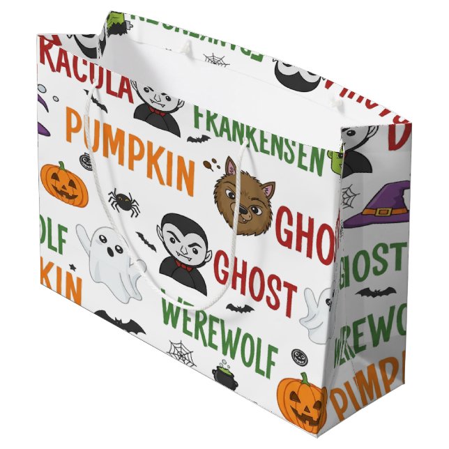 Monster Candy Parade For Halloween Large Gift Bag (Back Angled)