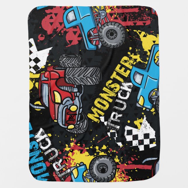 Monster Car: Abstract Childish Pattern Baby Blanket (Front)
