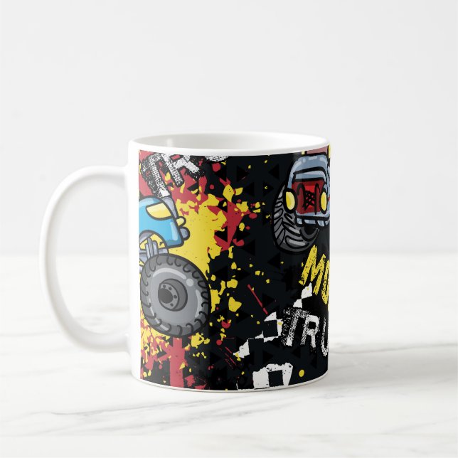 Monster Car: Abstract Childish Pattern Coffee Mug (Left)