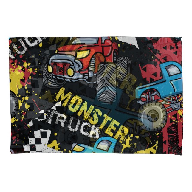 Monster Car: Abstract Childish Pattern Pillow Case (Front)