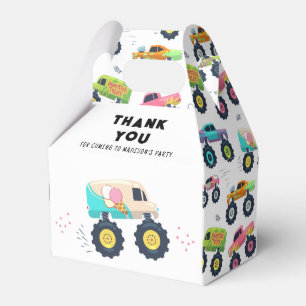 Monster Car Trucks Birthday Thank You Favor Boxes