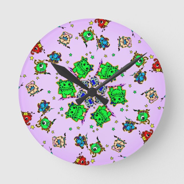monster cartoon cutees round clock (Front)