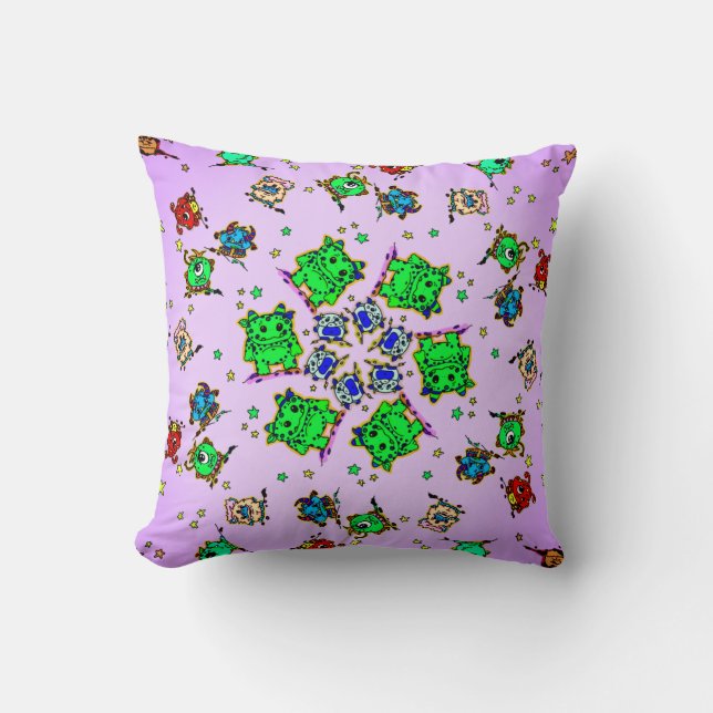 monster cartoon cutees throw pillow (Front)