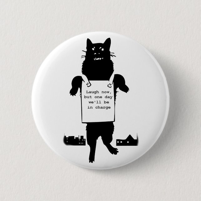 Monster Cat Pinback Button (Front)