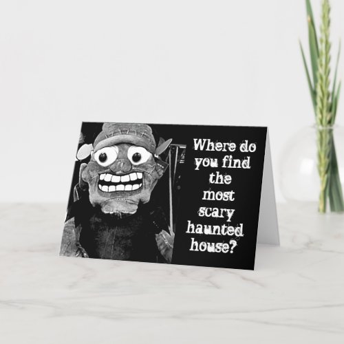 MONSTER COMEDIAN FOR HALLOWEEN HOLIDAY CARD