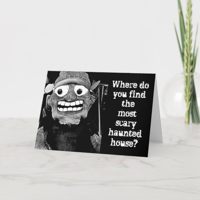 MONSTER COMEDIAN FOR HALLOWEEN HOLIDAY CARD (Front)