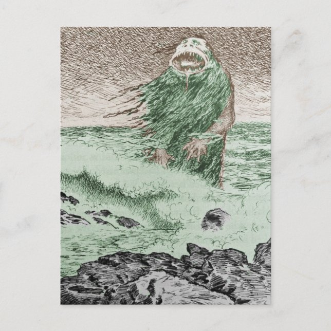 Monster Coming Out of the Water Postcard (Front)