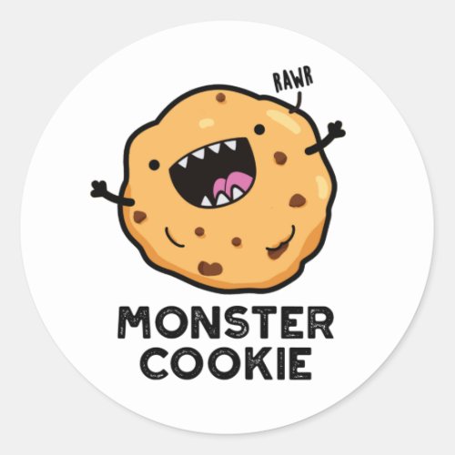 Monster Cookie Funny Food Pun  Classic Round Sticker
