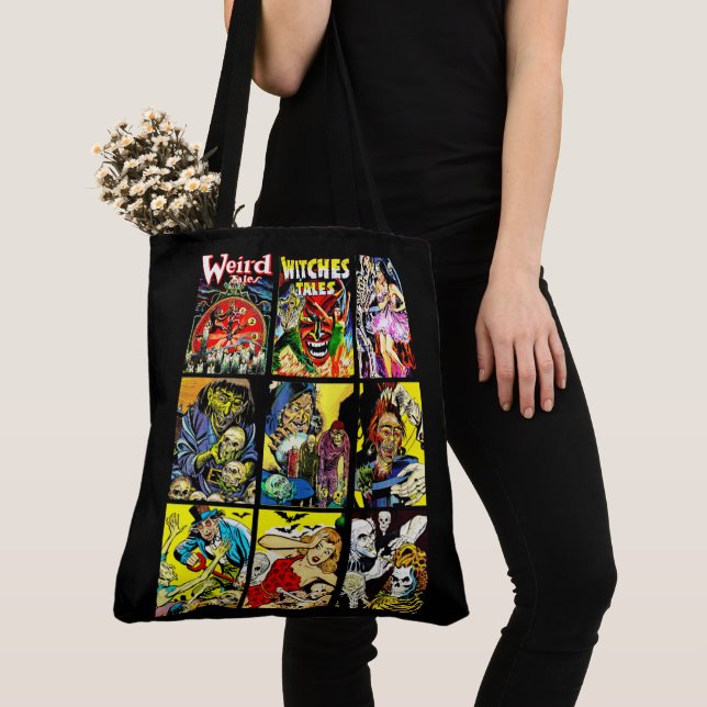 monster creatures witches zombies horror art tote bag (Close Up)