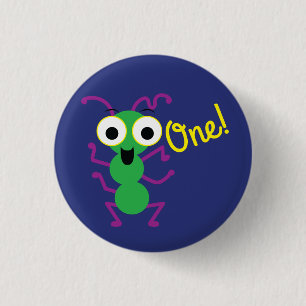 Monster Cute Funny 1st Birthday Party Theme Button
