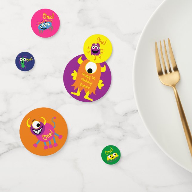 Monster Cute Funny 1st Birthday Party Theme Confetti (Group)