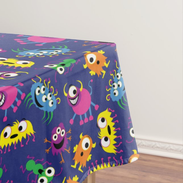 Monster Cute Funny 1st Birthday Party Theme Tablecloth (In Situ)