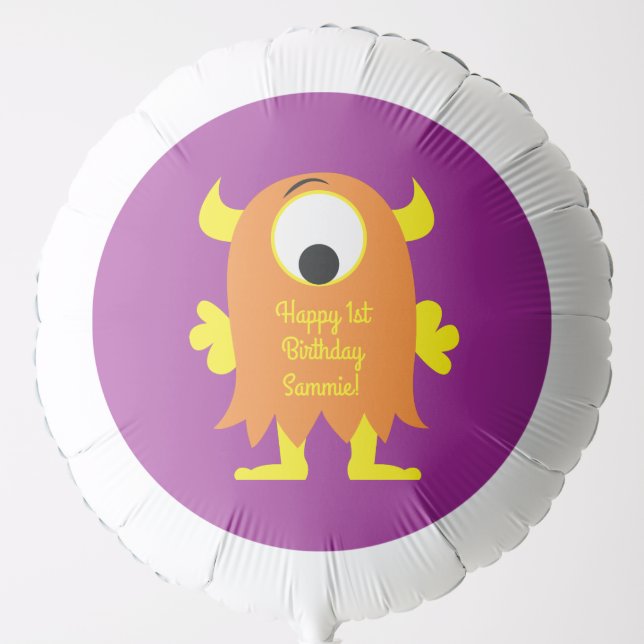 Monster Cute Funny Kids Birthday Party Theme Balloon (Front)