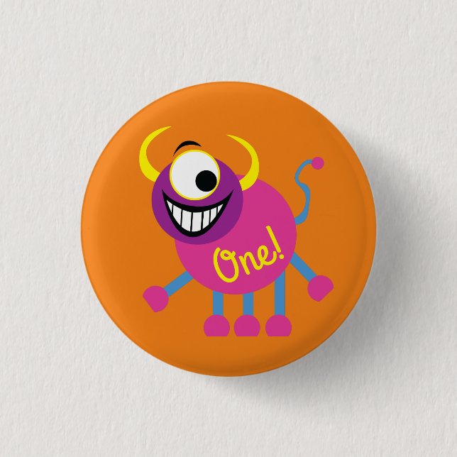 Monster Cute Funny Kids Birthday Party Theme Button (Front)