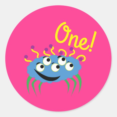Monster Cute Funny Kids Birthday Party Theme Classic Round Sticker