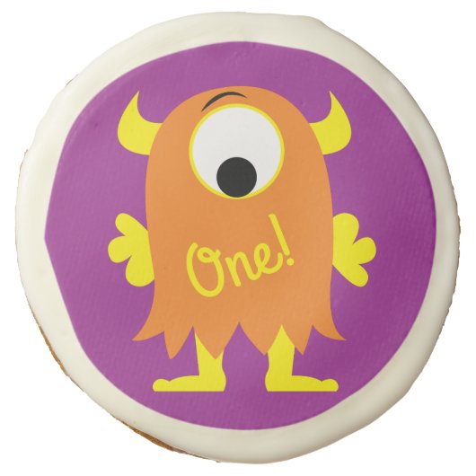 Monster Cute Funny Kids Birthday Party Theme Sugar Cookie (Front)
