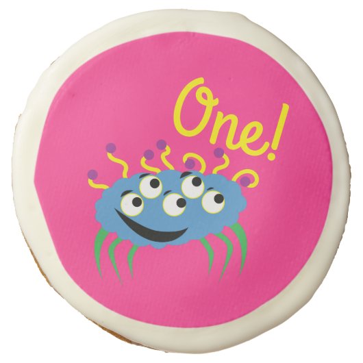 Monster Cute Funny Kids Birthday Party Theme Sugar Cookie (Front)