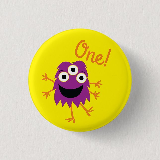 Monster Cute Kids Birthday Party Theme Button (Front)
