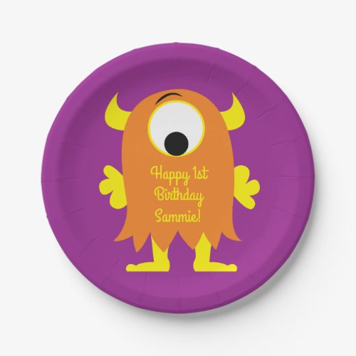 Monster Cute Kids Birthday Party Theme Paper Plates