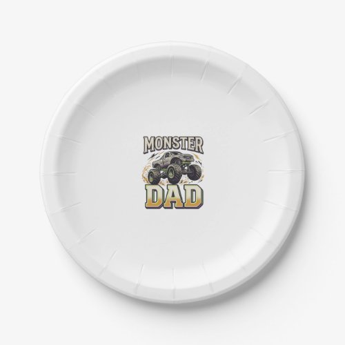 Monster Dad Monster Truck Vintage Vector Shirt Des Paper Plates