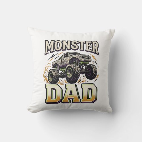Monster Dad Monster Truck Vintage Vector Shirt Des Throw Pillow