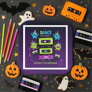 Monster Dance Party Birthday Neon Boogie Napkins