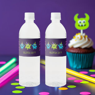 Monster Dance Party Birthday Water Bottle Label