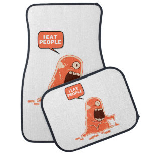 monster eat people car floor mat