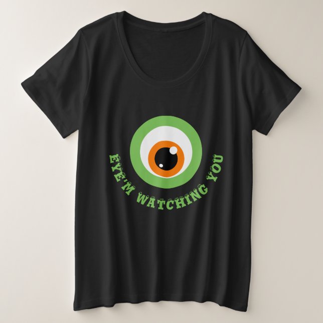Monster Eye Pun Plus Size T-Shirt (Design Front)