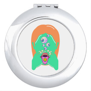 monster face compact mirror
