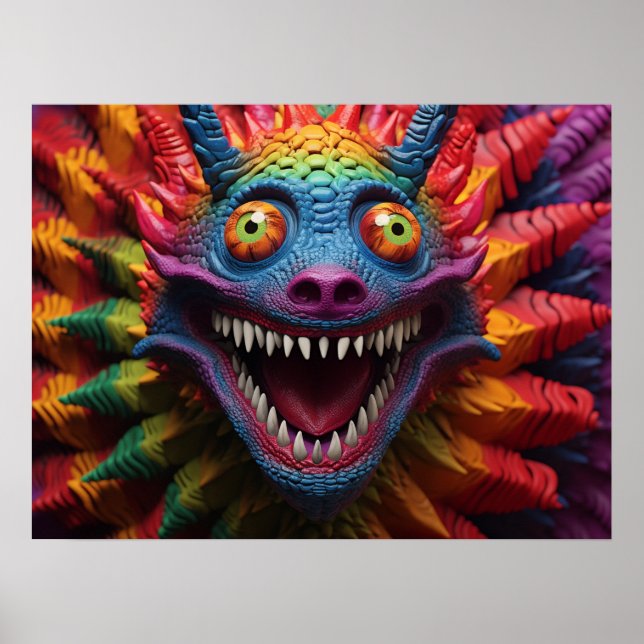 Monster face in rainbow colors poster (Front)
