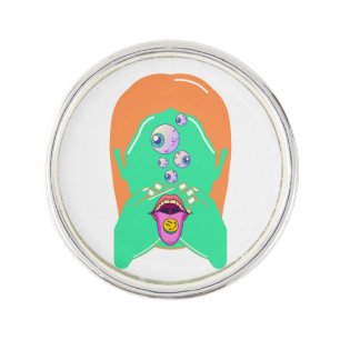 monster face lapel pin