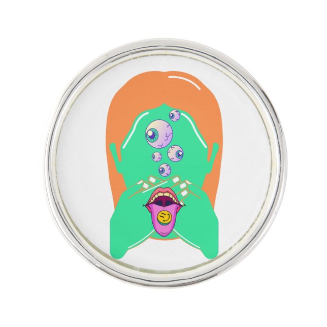 monster face lapel pin (Front)