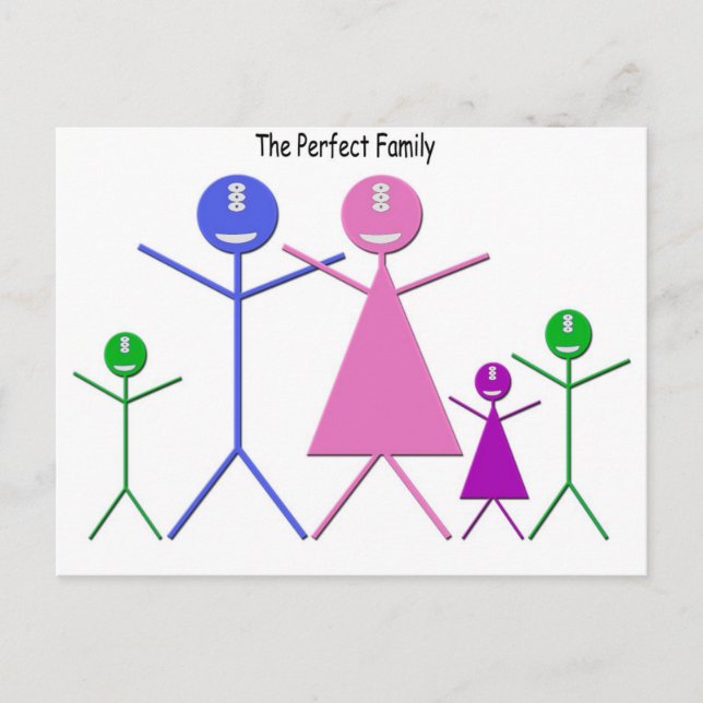 Monster Family (2 Boys, 1 Girl) Postcard (Front)