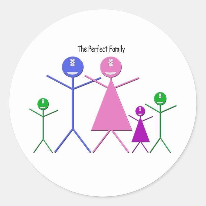 Monster Family (2 Boys, 1 Girl) Round Stickers