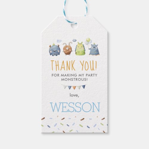 monster favor tag monster birthday gift tags