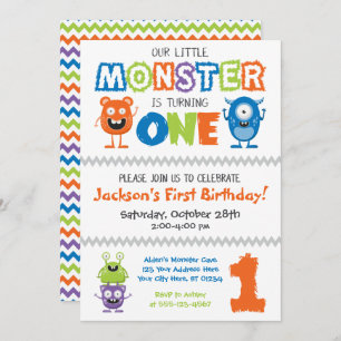 Monster First Birthday Invitation