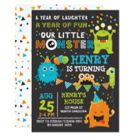 Monster First Birthday Invitation, Monster Invite