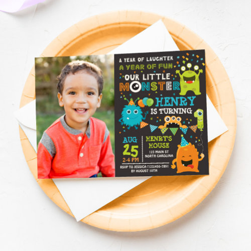 Monster First Birthday Invitation, Monster Invite