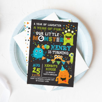Monster First Birthday Invitation  Monster Invite by YourMainEvent at Zazzle